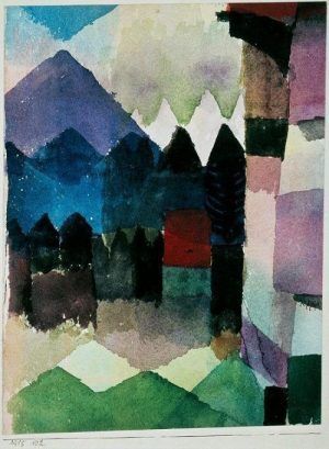 Paul Klee, Föhn im Marc`schen Garten, 1915, Aquarell, auf Karton aufgeklebt, Städtische Galerie im Lenbachhaus und Kunstbau München.