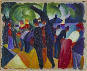 August Macke, Spaziergang auf der Brücke, 1913, Städtische Galerie im Lenbachhaus und Kunstbau München.