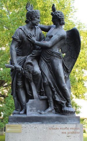 Johann Martin Fischer, Der Ackerbau, ursprünglich vom Brunnen Am Hof, 1812, Aufstellung vor dem Wien Museum, Foto: Alexandra Matzner.