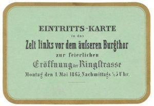 Einladung zur Eröffnung der Ringstraße, 1865 © Wien Museum.
