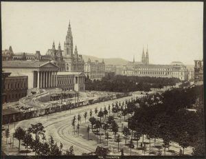 Anonym, Blick auf das Parlament, um 1882, Österreichische Nationalbibliothek.
