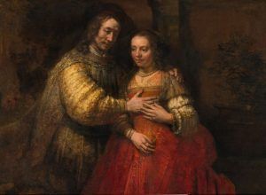 Rembrandt, Die jüdische Braut [Porträt eines Paares als Isaac und Rebecca], um 1665, Öl auf Leinwand, 121.5 x 166.5 cm, Rijksmuseum, on loan from the City of Amsterdam (A. van der Hoop Bequest) © Rijksmuseum, Amsterdam (SK-C-216).