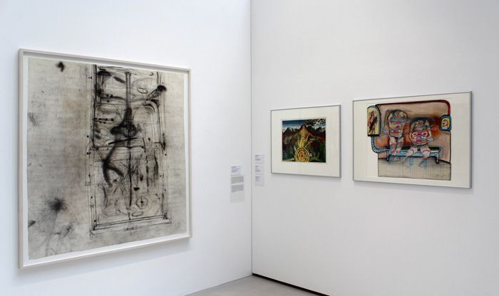Martha Jungwirth, Peter Pongratz, Franz Ringel, Ausstellungsansicht „Die 70er Jahre“ im MUSA 2013, Foto: Alexandra Matzner.
