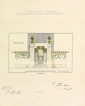 Joseph Maria Olbrich, Erster Entwurf Hauptfassade, 1897, Archiv der Secession.
