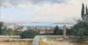 Thomas Ender, Konstantinopel vom Derwisch-Kloster gesehen, 1837, Privatbesitz.