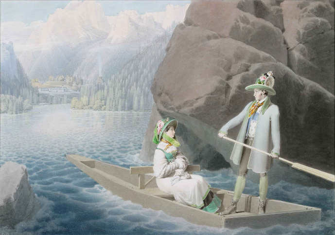 Matthäus Loder, Erzherzog Johann und Anna Plochl im Boot (I.), um 1824-25, Privatbesitz.