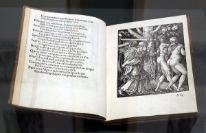 Benedictus Cheldonius und Albrecht Dürer, Die kleine Passion, 1511 Holzschnitt und Typendruck, 17,5 x 12,7 cm (Buchblock), 17,8 x 13,5 cm (Einband), Frankfurt am Main, Universitätsbibliothek Johann Christian Senckenberg, Foto: Alexandra Matzner.