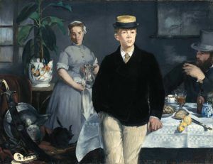 Edouard Manet, Le déjeuner dans l’atelier / Das Frühstück im Atelier, 1868, Öl auf Leinwand, 118,3 x 154 cm (Bayerische Staatsgemäldesammlungen München – Neue Pinakothek)