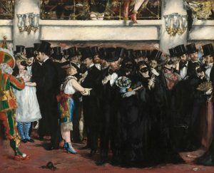 Edouard Manet, Bal masqué à l’opéra / Maskenball in der Oper, 1873, Öl auf Leinwand, 59,1 x 72,5 cm (National Gallery of Art, Washington, Gift of Mrs. Horace Havemeyer in memory of her mother-in-law, Louisine W. Havemeyer, 1982.75.1 © National Gallery of Art, Washington)