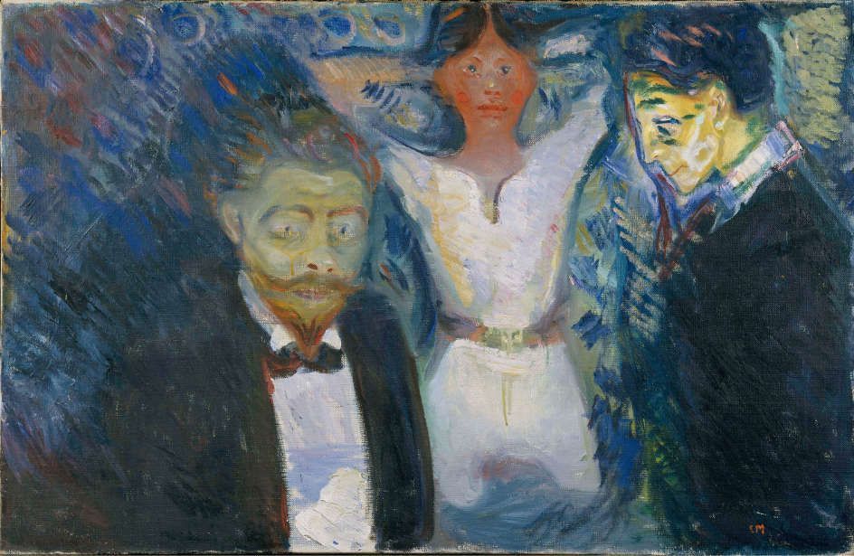 Edvard Munch, Eifersucht / Jealousy, 1913, Öl auf Leinwand / Oil on canvas, 83,5 x 130 cm, Städel Museum, Frankfurt am Main, Leihgabe aus einer Privatsammlung, Photo Credit: © Städel Museum - ARTOHEK.