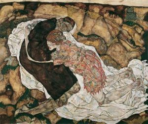 Egon Schiele, Tod und Mädchen, 1915, Öl auf Leinwand, 150 x 180 cm, Belvedere, Wien.