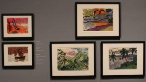 Emil Nolde, Dschunken, beide 1913; Bucht mit Palmen, 1914; Berglandschaft mit Bäumen & Palmen am Ufer, 1913/14, Aquarell, Nolde Stiftung Seebüll, Foto: Alexandra Matzner © Nolde Stiftung Seebüll, 2013.