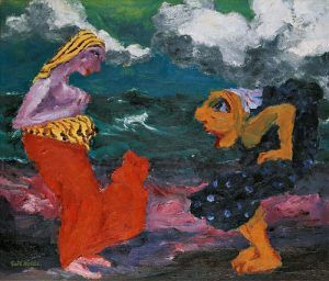 Emil Nolde, Begegnung am Strand, 1920, Ölfarben auf Leinwand, 86,5 x 100 cm © Nolde Stiftung Seebüll.