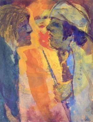 Emil Nolde, Streitgespräch "Ungemalte Bilder"1938-1945, Aquarell auf Papier, 23,4 x 18 cm, Nolde Stiftung Seebüll © Nolde Stiftung Seebüll, 2013.