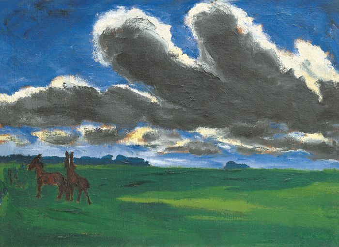 Emil Nolde, Landschaft mit jungen Pferden, 1916, Ölfarben auf Leinwand, 73,5 x 101 cm © Nolde Stiftung Seebüll, 2013.