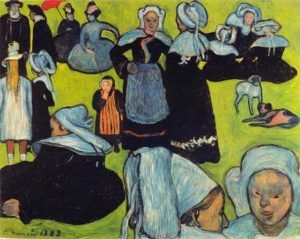 Emile Bernard, Bretonische Frauen auf einer Wiese, August 1888, Öl auf Leinwand (Privatbesitz)
