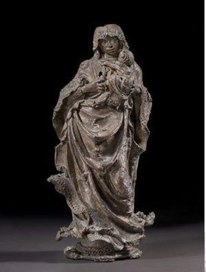 Hans Leinberger (dokumentiert 1510–1530), Maria mit Kind, ca. 1515/20, Bronze, Hohlguss, 45,5 x 21 x 16 cm, Staatliche Museen zu Berlin, Skulpturensammlung und Museum für Byzantinische Kunst, Berlin Foto: bpk / Skulpturensammlung und Museum für Byzantinische Kunst, Staatliche Medien zu Berlin / Antje Voigt.