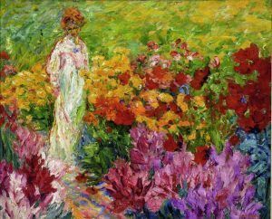 Emil Nolde, Blumengarten, Frau im weißen Kleid en face, 1908, Öl auf Leinwand, 63 x 78,5 cm, Courtesy of Osthaus Museum Hagen & Institut für Kulturaustausch, Tübingen.