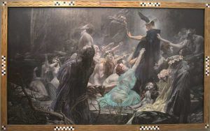 Adolf Hirémy-Hirschl, Die Seelen des Acheron, 1898, Öl auf Leinwand, Belvedere, Installationsansicht „Inspiration Fotografie. Von Makart bis Klimt“, Belvedere 2016, Foto: Alexandra Matzner.
