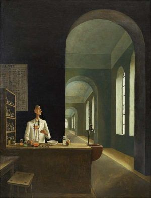 Franz Sedlacek, Der Chemiker, 1932, Öl auf Sperrholz, 82,5 x 63 cm (Wien Museum, WV 79)