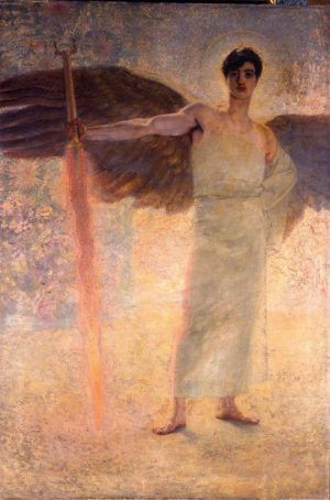 Franz von Stuck, Der Wächter des Paradieses, 1889, Öl auf Leinwand, 250,5 x 167,5 cm (Villa Stuck, München)