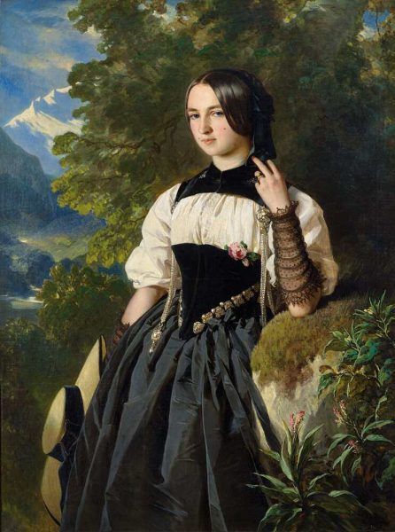 Franz Xaver Winterhalter, Junge Schweizerin aus Interlaken, 1840er Jahre, Öl auf Leinwand, 126 x 93 cm (Privatsammlung)