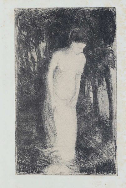 Camille Pissarro, Baigneuse près d’un bois / Badende am Wald, um 1896, Lithografie (Coninx Sammlung, Zürich © Foto: Peter Schälchli, Zürich)