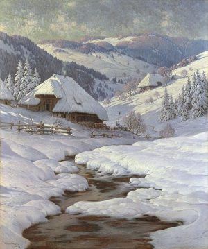 Karl Hauptmann, Schwarzwaldhöfe in Winterlandschaft, 1926, Foto: Hans-Peter Vieser (c) Augustinermuseum - Städtische Museen Freiburg.