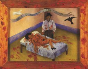 Frida Kahlo, Ein paar kleine Dolchstiche, 1935 (Museo Dolores Olmedo Patiño, Xochimilco, Mexiko-Stadt) Foto: © Museo Dolores Olmedo Patiño, Xochimilco, Mexiko-Stadt,Werk: © Banco de México, Diego Rivera & Frida Kahlo Museums Trust, México,D.F./VBK, Wien, 2010.