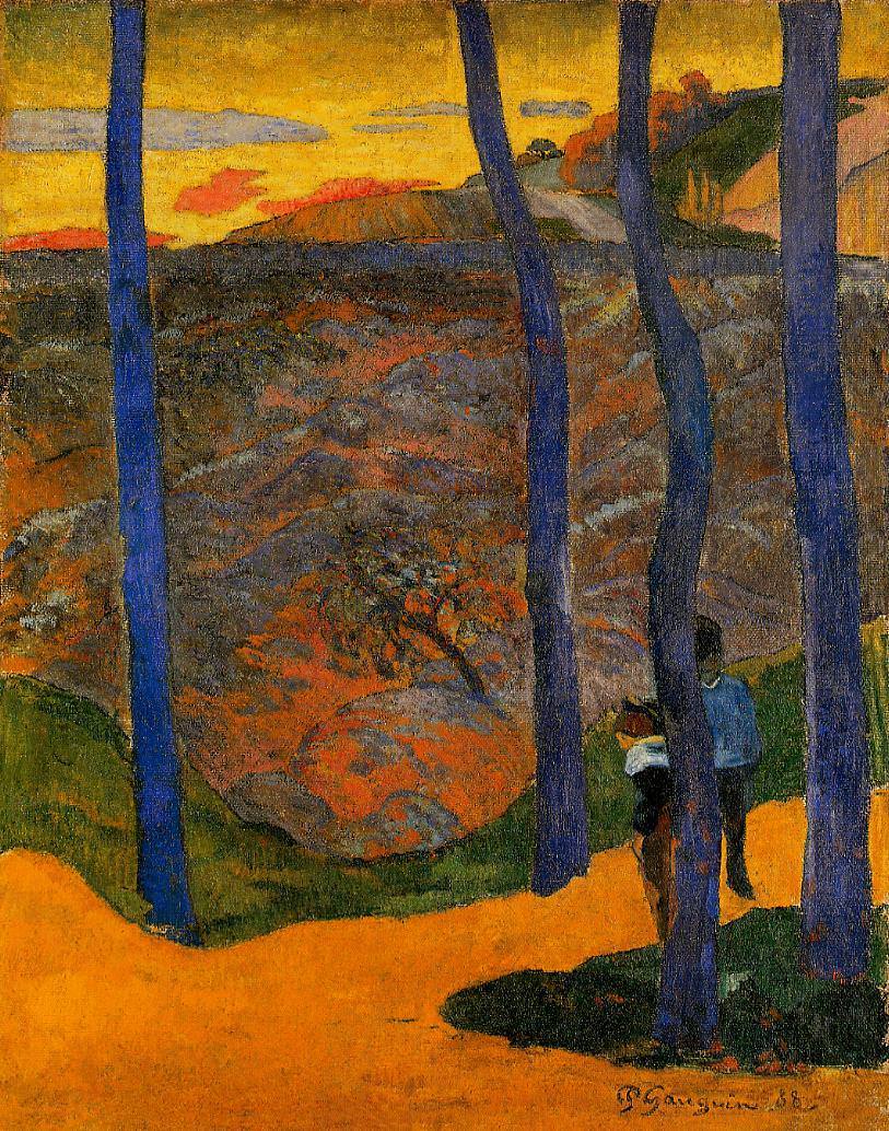 Paul Gauguin, Blaue Bäume [Vous y passerez, la belle!], Ende November 1888, Öl auf Jute, 92 x 73 cm (Ordrupgaard Museum, Kopenhagen)