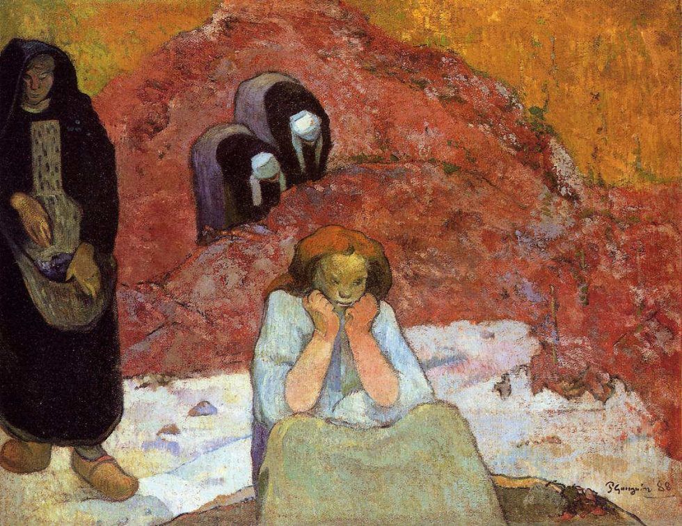 Paul Gauguin, Das menschliche Leiden (Die Weinlese oder Die Armut), 4.–11. November 1888, Öl auf Jute, 73 x 93 cm (Ordrupgaard, Kopenhagen)