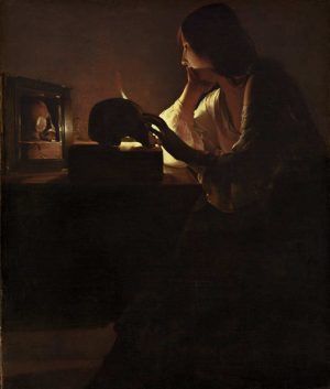 Georges de La Tour, Die reumütige Maria Magdalena, Öl auf Leinwand, 113 x 92.7 cm (National Gallery of Art, Washington. Alisa Mellon Bruce Fund, Washington D. C.)