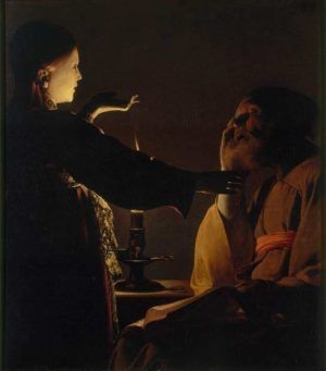 Georges de La Tour, Der Traum des hl. Joseph / Der Engel erscheint dem hl. Joseph im Traum, signiert, Öl auf Leinwand, 93 x 81 cm (Musée des Beaux-Arts de Nantes, Nantes)