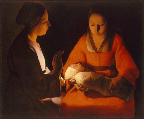 Georges de La Tour, Das Neugeborene, Öl auf Leinwand, 76 x 91 cm (Musée des Beaux-Arts de Rennes, Rennes, Inv.-Nr. 794.2.6)