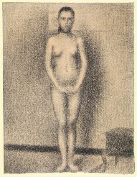 Georges Seurat, Studie für Les Poseuses, 1886, Conté Kreide auf Papier, 29.7 x 22.5 cm (Metropolitan Museum of Art, New York, Robert Lehman Collection, 1975, Inv.-Nr. 1975.1.704)