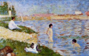 Georges Seurat, Studie zu Die Badenden, 1883, Öl auf Holz, 15,5 x 25 cm (Musée d‘Orsay, Paris)