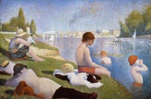 Georges Seurat, Une baignade, Asnières (Die Badenden, Asnières), 1883/84 (1887 überarbeitet), Öl auf Leinwand, 201 x 301,5 cm (The National Gallery, London)