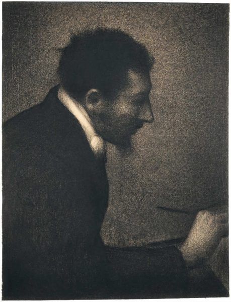 Georges Seurat, Portrait von Edmond François Aman-Jean, 1882/83, Conté Kreide auf Michallet Papier, 62.2 × 47.5 cm (Metropolitan Museum of Art, New York, Bequest of Stephen C. Clark, 1960, Inv.-Nr. 61.101.16)