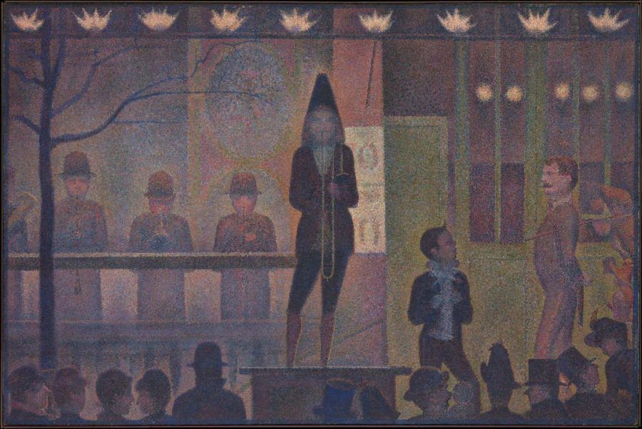 Georges Seurat, La Parade (Die Parade), 1887/88, Öl auf Leinwand, 99,7 x 149,9 cm (Metropolitan Museum of Art, New York, Bequest of Stephen C. Clark, 1960, Inv.-Nr. 61.101.17)