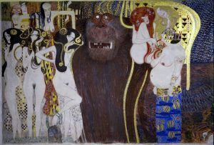 Gustav Klimt, Beethovenfries: Die bösen Mächte, 1901-1902, Gesamtmaße 2,15 m x 34,14 m, Mischtechnik, Belvedere, Wien / Leihgabe in der Secession, Wien © BDA.