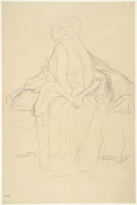 Gustav Klimt, Studie für das Bildnis Amalie Zuckerkandl (auf dem Sofa sitzend), 1914 © Albertina, Wien.
