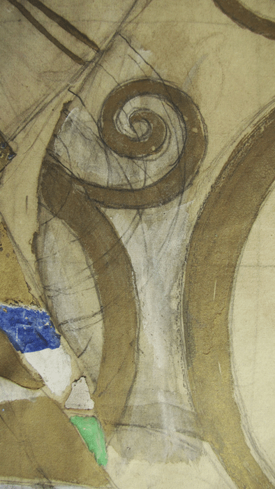 Gustav Klimt, Entwurfszeichnung für den Stoclet-Fries, Änderungen im Entwurf (Detail), 1910-11, © MAK/Beate Murr.