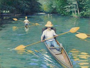 Gustave Caillebotte, Kanus, 1877, Öl auf Leinwand, 88,9 x 116,2 cm (National Gallery of Art, Washington, Collection of Mr. and Mrs. Paul Mellon)