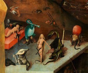 Hieronymus Bosch, Weltgerichtstriptychon, Öltempera auf Holz, Mitteltafel (Gemäldegalerie der Akademie der bildenden Künste, Wien, Inv.-Nr. GG-579-580)