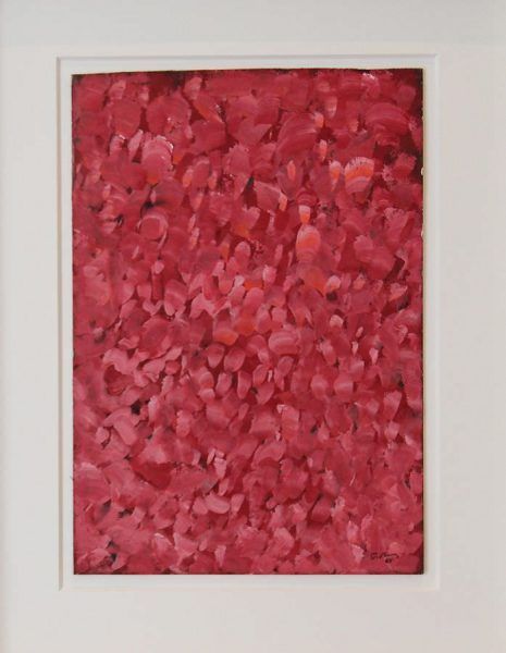 Mark Tobey, Red Gardens, 1958, Privatsammlung, Wien, Ausstellungsansicht „Hundertwasser, Japan und die Avantgarde“, Belvedere, Orangerie, 6.3.-30.6.2013, Foto: Alexandra Matzner.