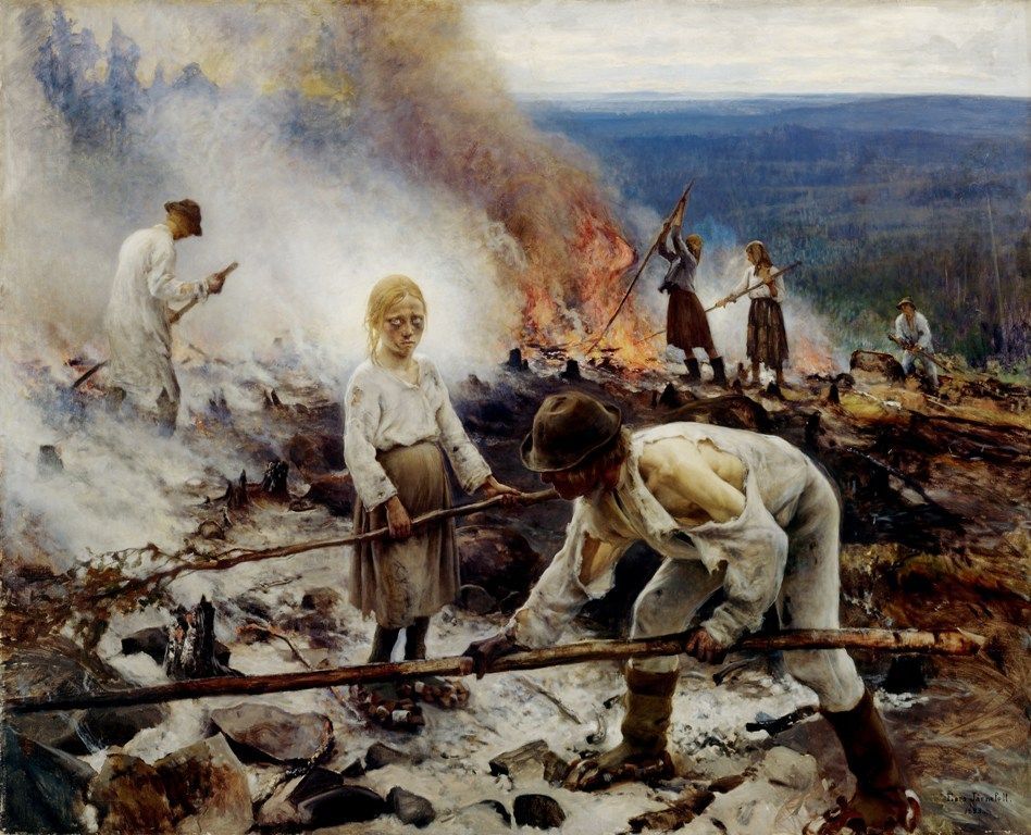Eero Järnefelt (1863–1937) Under the Yoke, Burning the Brushwood, 1893 (Helsinki, Ateneum).