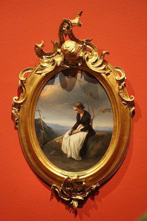 Domenico Induno, Melancholie, um 1849, Öl auf Leinwand, 55 × 42,5 cm, Bez. u. l.: D. (Induno Civico Museo Revoltella – Galleria d‘arte moderna, Triest, Inv.-Nr. 247)