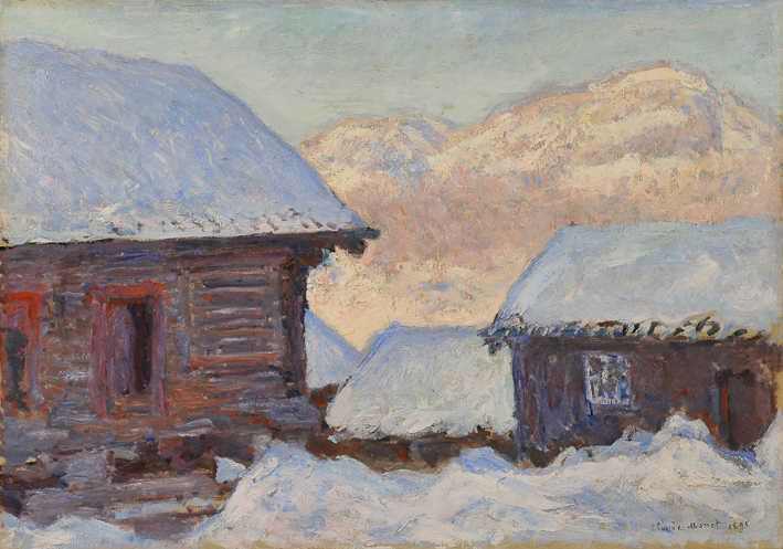 Claude Monet, Häuser im Schnee und der Berg Kolsaas, 1895, Öl auf Leinwand, 64,2 × 91,2 cm, Uehara Museum of Modern Art, Shimoda, Präfektur Shizuoka.
