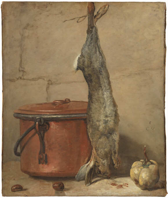 Jean Siméon Chardin, Hase und Kupfertopf, Öl auf Leinwand, 59 x 56 cm (Nationalmuseums, Stockholm)