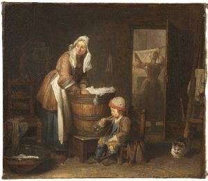 Jean Siméon Chardin, Die Wäscherin, um 1733, Öl auf Leinwand, 37 x 42,5 cm (Nationalmuseums, Stockholm)